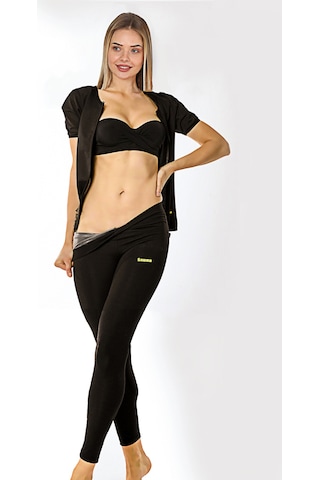 Kadın Sauna Termal Terleme Takımı Üst Ve Agraflı Yüksek Bel Tayt