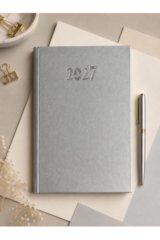 Ofisinn 2027 Cilt Bezli Sert Kapak 14x20 Cm Planlayıcı Günlük Ajanda Gri
