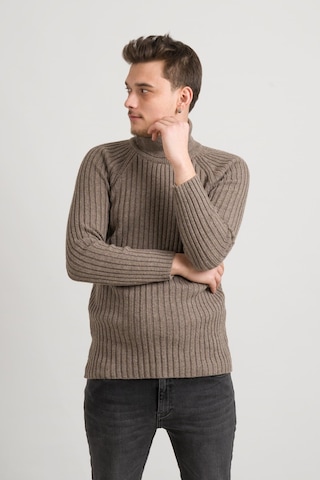 Slim Fit Çizgili Tam Balıkçı Pamuklu Kalın Triko Erkek Kazak 001