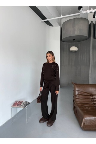 Fonna Fashıon Tk-2584 Bayan Takım Oysho Kahve
