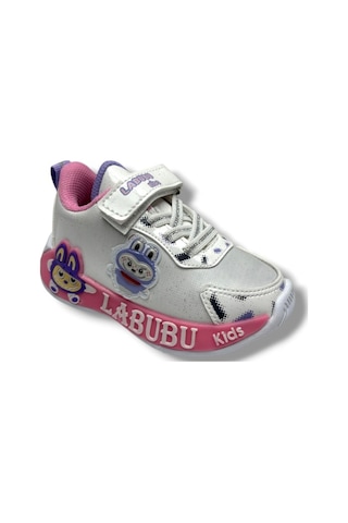 Cakgo Labubu 624-26 Simli Parlak Deri Işıklı Anatomik Kız Çocuk Sneaker Beyaz Pembe 22-25 Beyaz