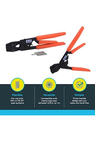 Sharkbite Pex Kelepçe Aleti, Turuncu Saplı 3 Saplı Alet, Sıhhi Tesisat Armatürleri, Pex, Pe-rt, Uc961