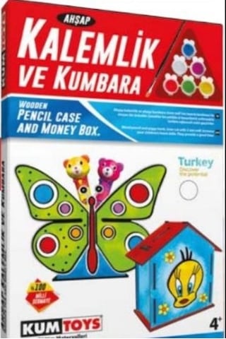 Kumtoys Ahşap Kalemlik ve Kumbara