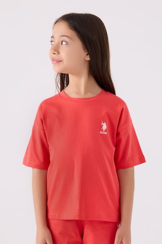 U.S. Polo Assn. Kız Çocuk Pembe Bermuda Takım Us1848-c-v8 Pembe