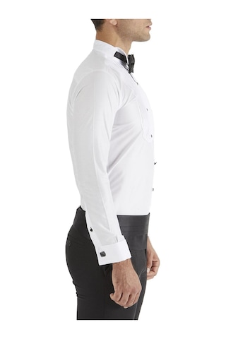 Efor Slim Fit Duble Manşet Önü Piliseli Ata Yaka Beyaz Damatlık Smokin Gömlek Gk 361 Beyaz