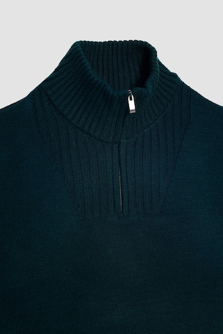 Tudors Erkek Slim Fit Dar Kesim Armürlü Fermuarlı Yeşil Dik Yaka Kazak-31397-yeşil Yeşil