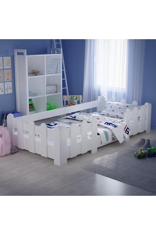 Tulipkids Montessori Karyola Beyaz 90x190 Yatak Uyumlu Oval Kesim Çocuk Yatağı Kids-104