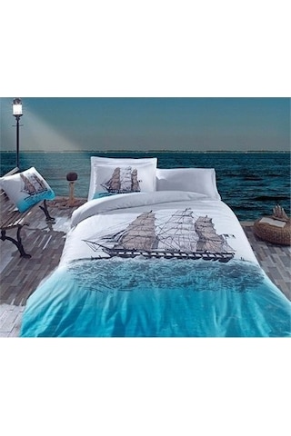 Cb Maritime Çift Kişilik Nevresim Takımı Marina Mavi Desenli