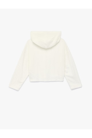 Koton Uzun Kollu Basic Kapşonlu Sweatshirt Ekru 6wkg10051ak Ekru