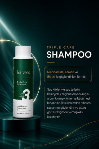 Louvess Biotin Keratin ve Kafein İle Güçlendirilmiş Saç Bakım Şampuanı 400 ML