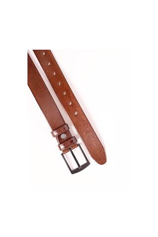 Ertan Deri Deri Köseli Kahverengi Erkek Kemeri 3.5 CM Kahverengi