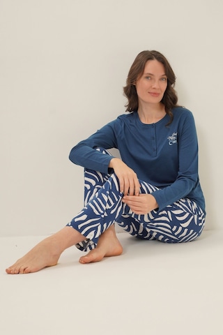 Arnetta Kadın Good Things Are Coming Lacivert Uzun Kol Pijama Takım Ar3765-s-v1 Ar3765-s-v1