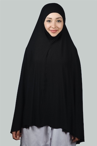 Altobeh Hazır Türban Peçeli Pratik Eşarp Tesettür Nikaplı Hijab - Namaz Örtüsü Sufle (5XL) - Siyah