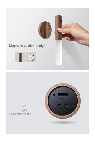 2 Adet Helios Hs-5890 Sensörlü Şarjlı Led Duvar Aplik Günışığı 3200k Ahşap