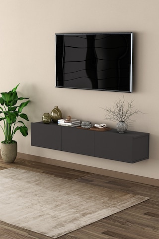 Asra Trend Tv Ünitesi Tv Sehpası T-27 %100 MDF Duvara Monte Askılı Ünite Antrasit