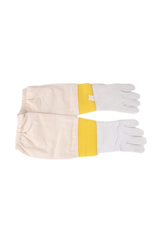 Xurunkeji Arıcılık Eldivenleri Arıcılık Aletleri Beyaz Deri Altın Sarısı File Kısa File Nefes Alabilen Eldivenler Arı Koruma Aletleri