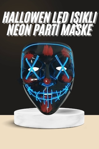 Işıklı Led Maske Parti Eğlence Maskesi Hallowen Neon Maske Standart