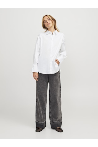 Jack & Jones Kadın Sırt Dekolteli Çizgili Gömlek - Magna Bright White Çok Renkli