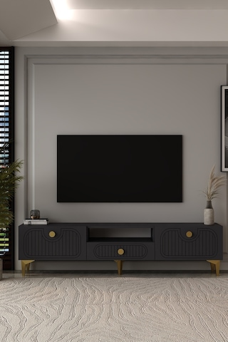 180dhdtsç3aa Hera Lazer Desenli Kapaklı Tv Sehpası,ünitesi Antrasit-altın