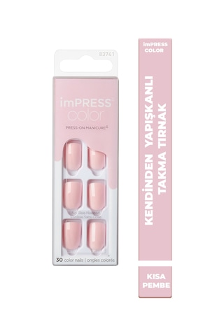 İmpress Color Kendinden Yapışkanlı Takma Tırnak Kısa Parlak Açık Pembe