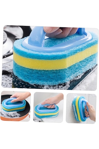 Dayanıklı Sünger Fırça 3 Katlı Lavabo Mutfak Banyo Bulaşık Yıkama Fırçası