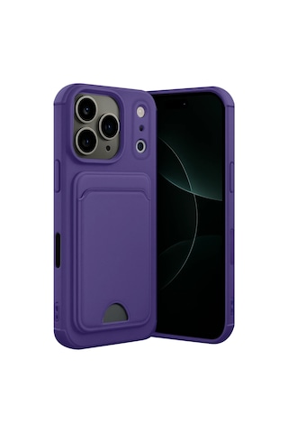 Apple Uyumlu iPhone 17 Pro Kelvin Kartvizitli Silikon - Derin Mor