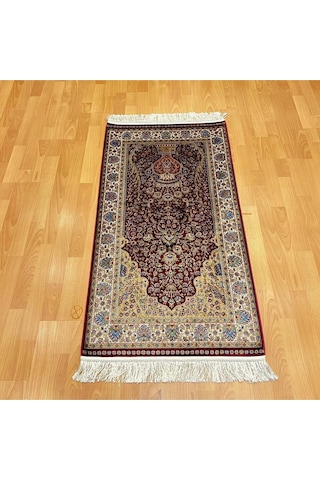 Mihrâb-ı Gülzâr Motifli 70x120 Cm İpek Seccade Bordo