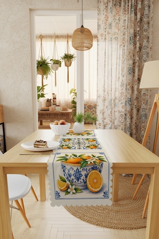 Vivanni Home Yıkanabilir Dikdörtgen Runner Günlük Kullanıma Uygun, Pratik Ve Uzun Ömürlü Portakal Mavi