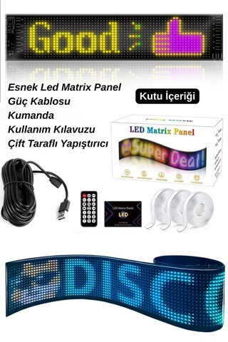 Wearfitpro Pixel Led Kumandalı Dijital Dinamik Led Kişiselleştirilebilir Kayan Yazı Ev Ofis Araç Uyumlu Led
