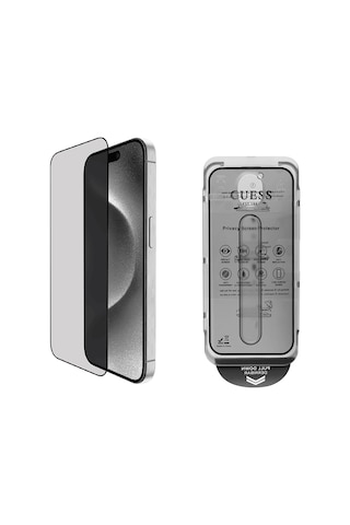Apple Uyumlu iPhone 16 Guess Lisanslı Hayalet Privacy Temperli Cam Ekran Koruyucu Uygulama Aparatlı Outline Seri