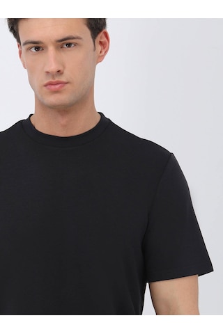 Kip Siyah Bisiklet Yaka T-shirt Siyah