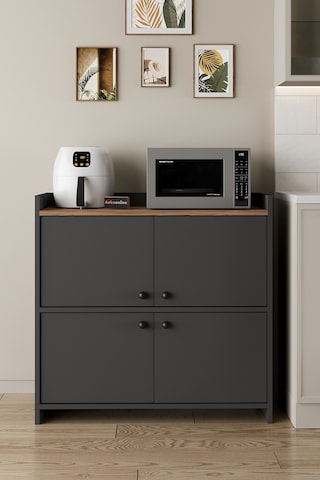 Aeka Ae-3060 Forum Antrasit/çam 4 Kapaklı, 4 Raflı, Çok Amaçlı Dolap,ayakkabılık, Kahve Köşesi, Antrasit - Çam