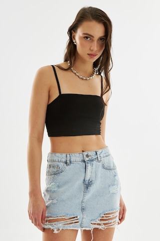 Explode - Kadın Yırtık Detaylı Mini Kot Etek Açık Mavi-açık Mavi Açık Mavi