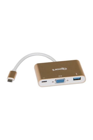 Qport Q-Tv03 Type-C To Vga+Usb 3.0+Type-CF 1920X1080P Çevirici