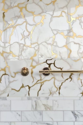30x60cm Elit Gold Mermer Desen Yapışkanlı Banyo,tezgah Arası Kaplama Duvar Paneli Kağıdı Tx-077 Altın
