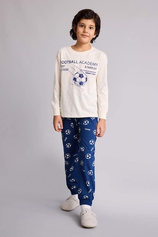 Defacto Regular Fıt 2li Pijama Takımı Erkek Çocuk G9973a826sper98 Ekru-er98