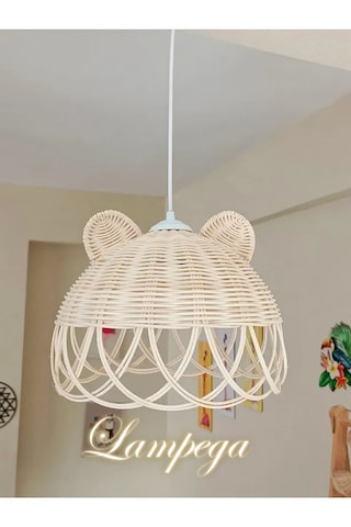 Lampega Rattan Bambu Avize Turuncu