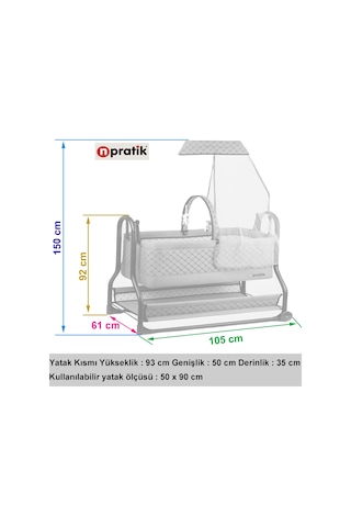 N'pratik Dönenceli Npratik Lüx Bebek Beşiği Nenni Silinebilir Portatif Sallanır Sepet Beşik Hamak Beşik Açık Kahve Açık Kahverengi
