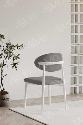 Avvio Silva Polosandalye Beyaz Mutfak Salon Yemek Odası Sandalyesi Metal Ayak Gri