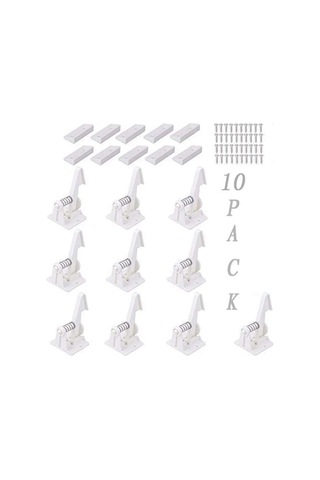 Hangfox Çocuk Güvenliği Dolap Kilitleri - 10 Adet, Kolay Kurulum, Beyaz, Tüm Dolap Ve Çekmeceler İçin, Bebek Ve Köpek Güvenliği, Yapıştırıcı Ve Vidalı Seçenekli Beyaz