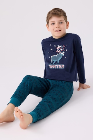 Arnetta 3165 Noel Winter Erkek Çocuk Lacivert Uzun Kol Pijama Takım Lacıvert