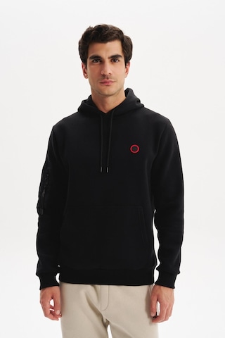 AR-MA Arma Erkek Regular Fit 3 İplik Şardonlu Kanguru Cepli Kapüşonlu Sweatshirt Pamuk Polyester Karışımı K30254629202 Siyah