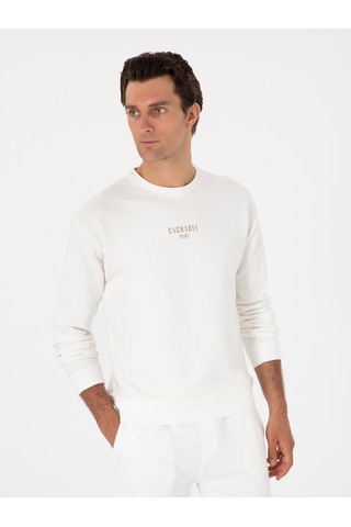 Ekru Comfort Fit Bisiklet Yaka Sweatshirt Bej