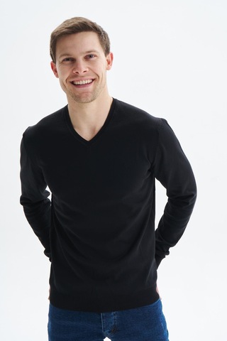 Arma Erkek Slim Fit Basic V Yaka Triko Kazak K9kro0852 Siyah