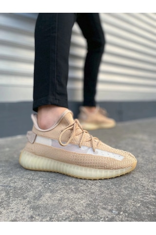 Mevese Morven Erkek , Kadın Triko Sneaker Ayakkabı Günlük Bağcıklı Hafif Spor Modeli - Bej