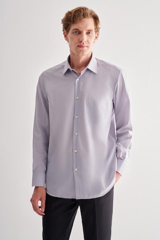 Gri Sert Yaka Uzun Kol Easy To Iron Comfort Fit Pamuklu Gömlek 1004255182 Gri