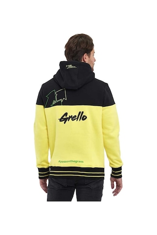 Adams Sarı/siyah Kapüşonlu 3 İplik Baskılı Kanguru Cepli Sweatshirt Sarı