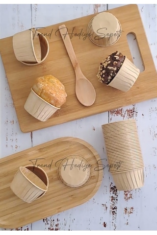 Trend Hediye Sepeti 50'li Kraft Cupcake Kalıbı, Muffin Kek Kalıbı, Kek Kapsülü, Airfryer Uyumlu Sku: Smg8690010544087 Ahşap