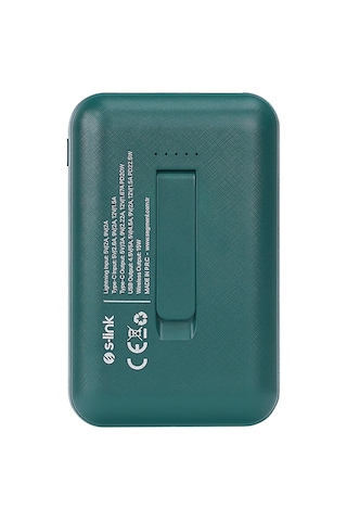 S-Link S-P50 5000 mAh Magsafe Standlı Kablosuz Şarj Cihazı Yeşil