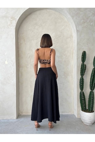 Uzun Astarlı Etek S255043 Siyah